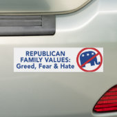 Republican Values - Greed, Fear, en Hate Sticker (Op auto)