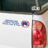 Republican Values - Greed, Fear, en Hate Sticker (Op Truck)