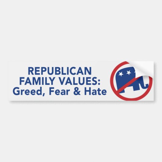 Republican Values - Greed, Fear, en Hate Sticker (Voorkant)