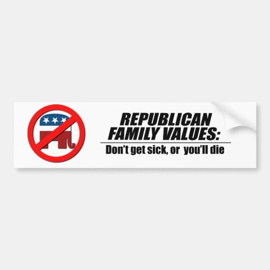 Republican Values - Niet ziek worden Bumpersticker (Voorkant)