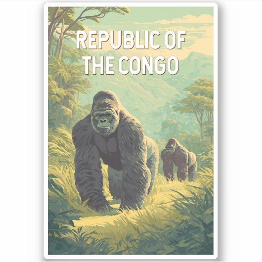 Republiek Congo Illustratie Reis Kunst Sticker (Voorkant)