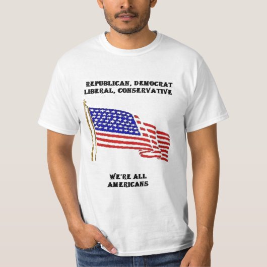 REPUBLIEK, DEMOCRAT, LIBERAL, CONSERVATIEF, WE&ap T-shirt (Voorkant)