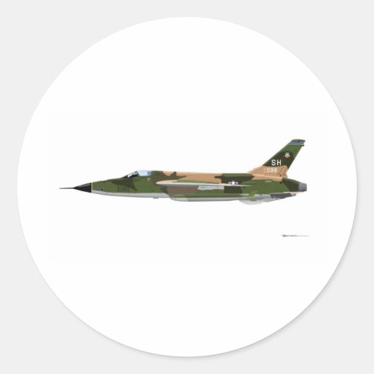 Republiek F-105 Thunderchief Ronde Sticker (Voorkant)
