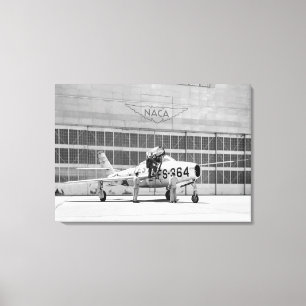 Republiek F-84F op de oprijplaat op Moffett Field Canvas Afdruk