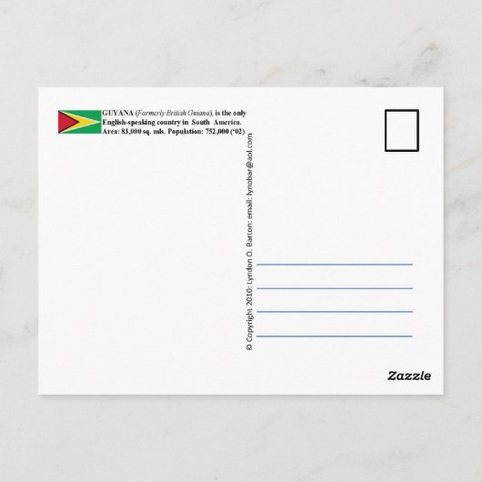Republiek GUYANA Briefkaart (Achterkant)