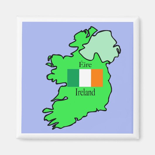 Republiek Ierland Vlag en kaart Magneet (Voorkant)