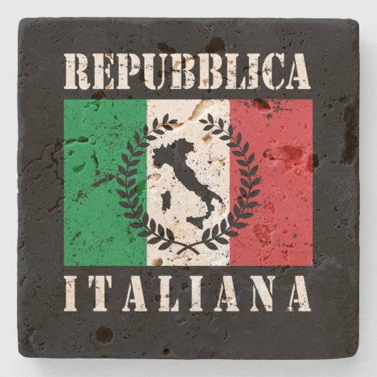 Republiek Italië Stenen Onderzetter (Voorkant)