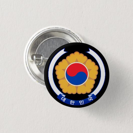 Republiek Korea Emblem Ronde Button 3,2 Cm (Voorkant /achterkant)