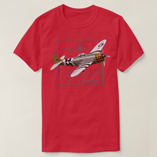 Republiek P47 Thunderbolt WW2 gevechtsvliegtuig T-shirt (Design voorkant)