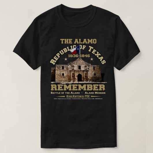 Republiek Texas Alamo-missie T-shirt (Design voorkant)