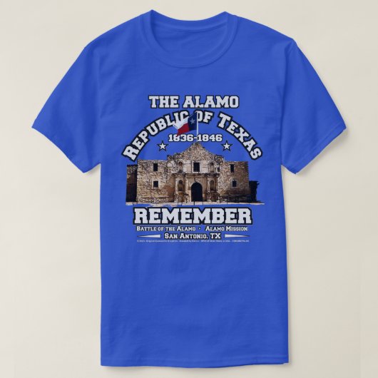 Republiek Texas De Alamo 1836 T-shirt (Design voorkant)