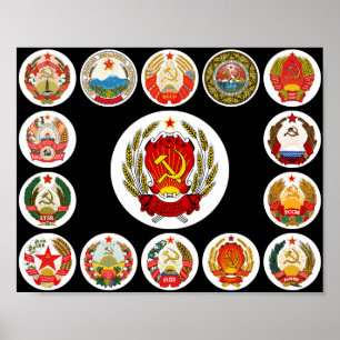 Republieken van de Sovjet-Unie - achtergrond van v Poster