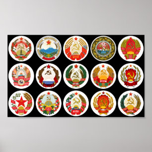 Republieken van de Sovjet-Unie - achtergrond van v Poster