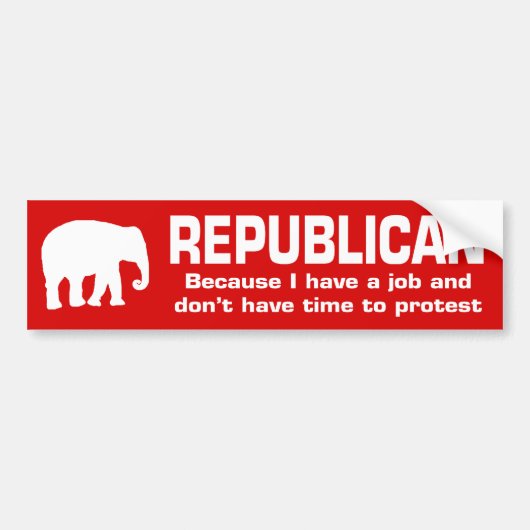 Republikein - Omdat ik een baan heb Bumpersticker (Voorkant)