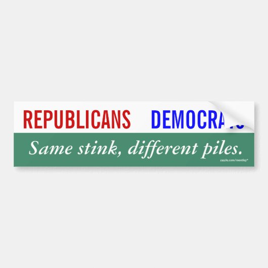 Republikeinen Democraten Zelfde stinkende verschil Bumpersticker (Voorkant)