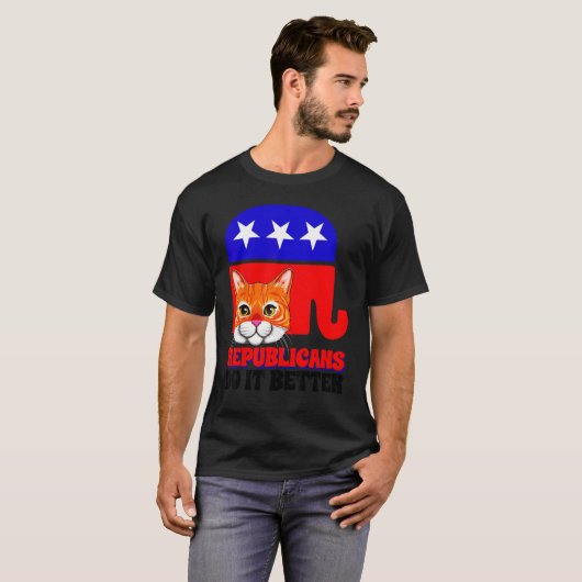 Republikeinen Doen Het Beter Kat Politiek VS Ameri T-shirt (Voorkant volledig)