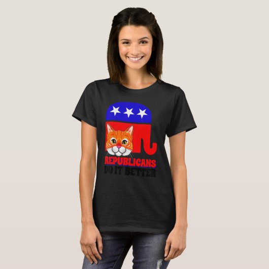 Republikeinen Doen Het Beter Kat Politiek VS Ameri T-shirt (Voorkant volledig)