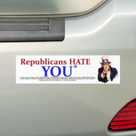 Republikeinen Hate Bumpersticker (Op auto)