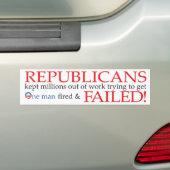 Republikeinen mislukt. Bumpersticker (Op auto)