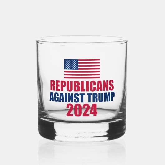Republikeinen tegen Trump 2024 Verkiezingen Whisky Glas (Voorkant)