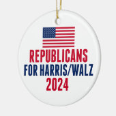Republikeinen voor Harris Walz American Christmas Keramisch Ornament (Links)