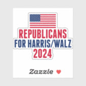 Republikeinen voor Harris Walz American Flag Lapto Sticker (Vel)