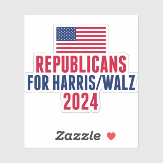 Republikeinen voor Harris Walz American Flag Lapto Sticker (Vel)