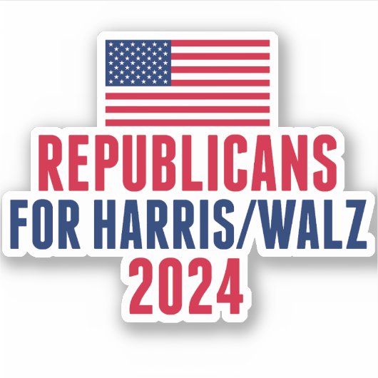 Republikeinen voor Harris Walz American Flag Lapto Sticker (Voorkant)