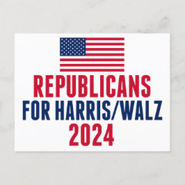 Republikeinen voor Harris Walz Amerikaanse vlag Briefkaart