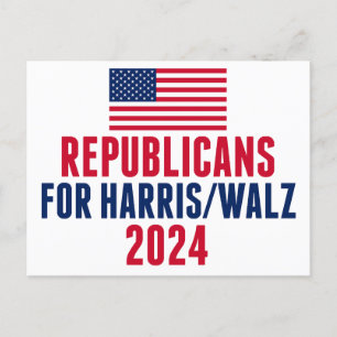 Republikeinen voor Harris Walz Amerikaanse vlag Briefkaart