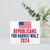 Republikeinen voor Harris Walz Amerikaanse vlag Briefkaart (Staand voorkant)