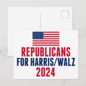 Republikeinen voor Harris Walz Amerikaanse vlag Briefkaart (Voorkant / Achterkant)