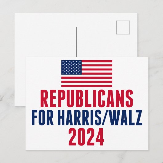 Republikeinen voor Harris Walz Amerikaanse vlag Briefkaart (Voorkant / Achterkant)
