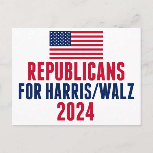 Republikeinen voor Harris Walz Amerikaanse vlag Briefkaart (Voorkant)