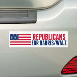 Republikeinen voor Harris Walz Amerikaanse vlag Bumpersticker