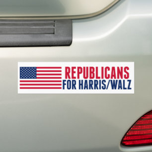 Republikeinen voor Harris Walz Amerikaanse vlag Bumpersticker