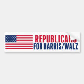 Republikeinen voor Harris Walz Amerikaanse vlag Bumpersticker (Voorkant)