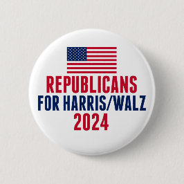Republikeinen voor Harris Walz Amerikaanse vlag Ronde Button 5,7 Cm