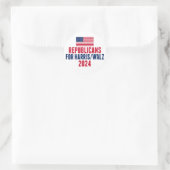 Republikeinen voor Harris Walz Amerikaanse vlag Ronde Sticker (Tas)