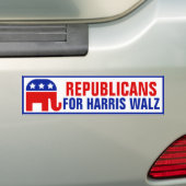 Republikeinen voor Harris Walz | Olifant voor Kama Bumpersticker (Op auto)