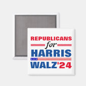 Republikeinen voor Harris Walz Red Blue Magneet (Voorkant / Achterkant)