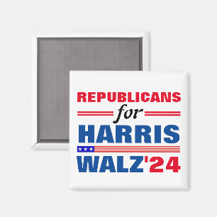 Republikeinen voor Harris Walz Red Blue Magneet