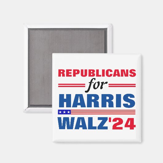 Republikeinen voor Harris Walz Red Blue Magneet (Voorkant / Achterkant)
