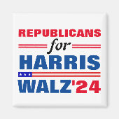 Republikeinen voor Harris Walz Red Blue Magneet (Voorkant)