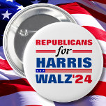 Republikeinen voor Harris Walz Red Blue Ronde Button 5,7 Cm<br><div class="desc">Republikeinen voor Harris Walz Red Blue</div>
