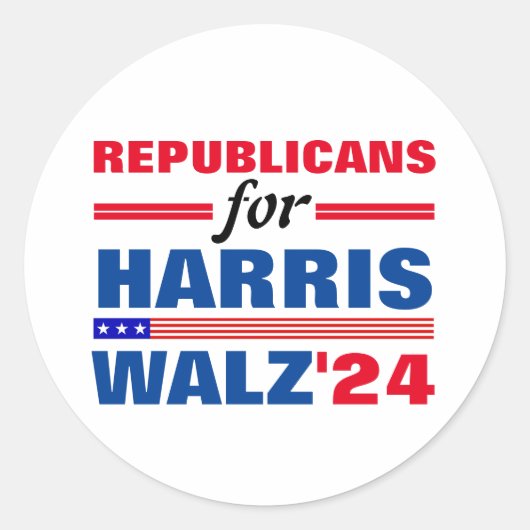 Republikeinen voor Harris Walz Red Blue Ronde Sticker (Voorkant)