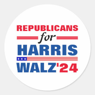Republikeinen voor Harris Walz Red Blue Ronde Sticker