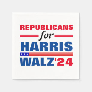 Republikeinen voor Harris Walz Red Blue Servet