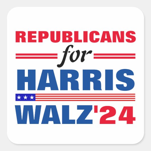 Republikeinen voor Harris Walz Red Blue Vierkante Sticker (Voorkant)