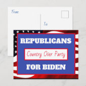 Republikeinen voor Joe Biden, Country Over Party Briefkaart (Voorkant / Achterkant)
